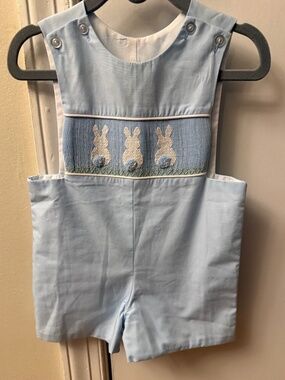 Smocked Shortalls Boy Easter Spring 3m